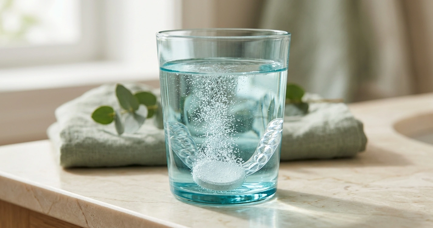 Clean using denture cleaning tablets.