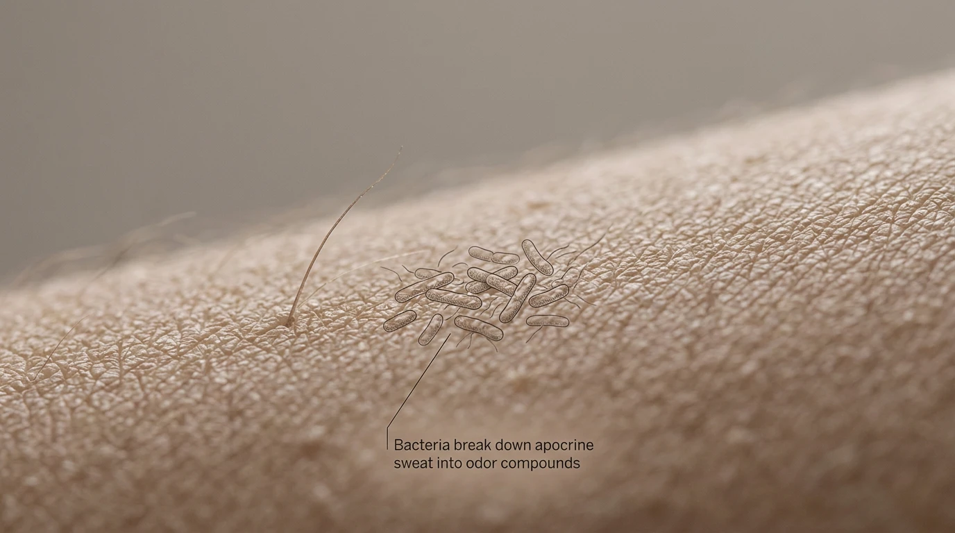 Sweat emits odor Sweat emits odor