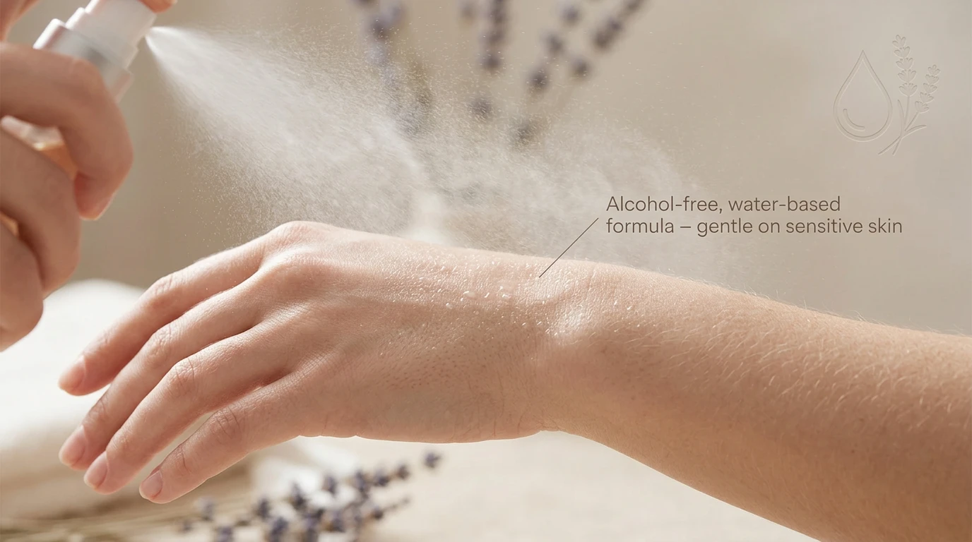 Alcohol-free formula safe for sensitive skin. Alcohol-free formula safe for sensitive skin.
