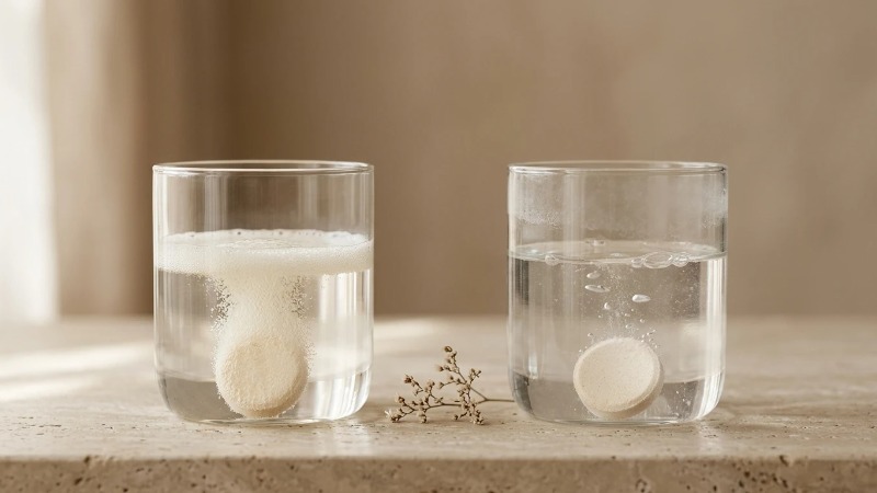Fizzing tablets dissolving in soft and hard water Fizzing tablets dissolving in soft and hard water