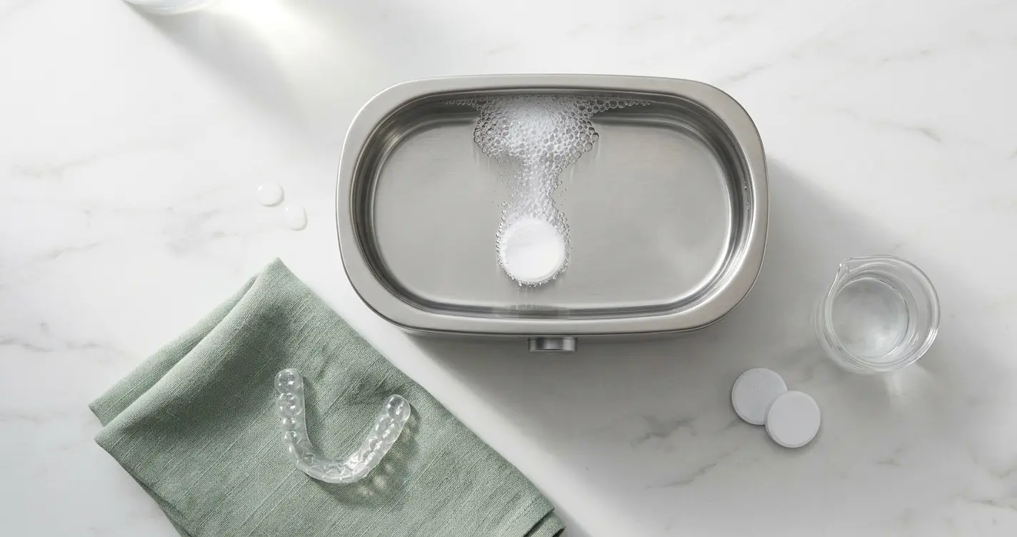 Posso usare le compresse per dentiere in un pulitore a ultrasuoni